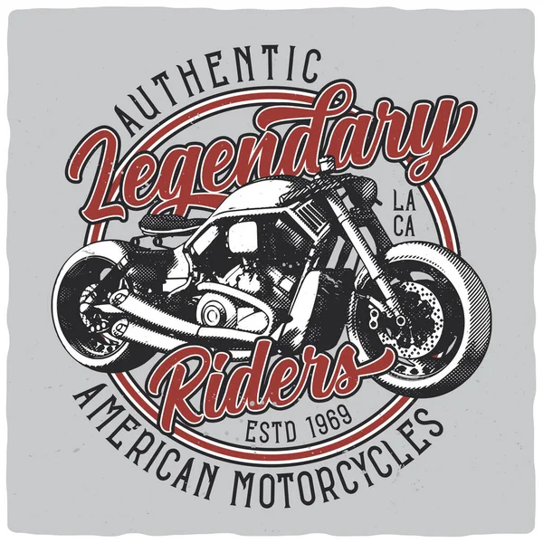 Camiseta Diseño Póster Con Ilustración Motocicleta Personalizada Listo Diseño Ropa — Archivo Imágenes Vectoriales