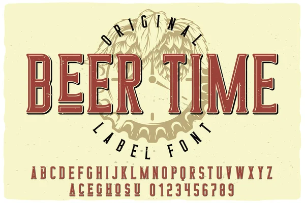 Bira Zamanı Adlı Orijinal Etiket Yazı Tipi Poster Tişört Logo — Stok Vektör