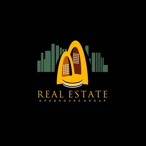 Logo Vorlage Immobilien Wohnung Eigentumswohnung Haus Vermietung Geschäft Marke Branding — Stockvektor