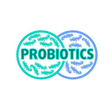 Probiyotikler logosunu görmeniz gerekir. Tedavi amacıyla için sağlıklı beslenme madde kavramı. Basit düz stil trend modern logo grafik tasarım beyaz arka plan üzerinde izole