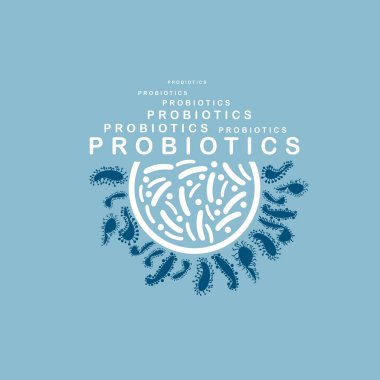 Probiyotikler logosunu görmeniz gerekir. Tedavi amacıyla için sağlıklı beslenme madde kavramı. Basit düz stil trend modern logo grafik tasarım beyaz arka plan üzerinde izole