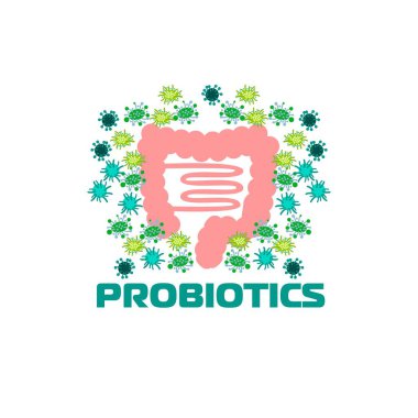 Probiyotikler logosunu görmeniz gerekir. Tedavi amacıyla için sağlıklı beslenme madde kavramı. Basit düz stil trend modern logo grafik tasarım beyaz arka plan üzerinde izole