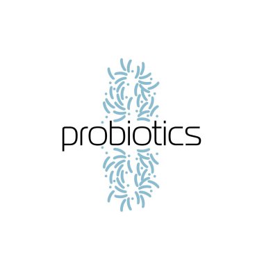 Probiyotikler logosunu görmeniz gerekir. Tedavi amacıyla için sağlıklı beslenme madde kavramı. Basit düz stil trend modern logo grafik tasarım beyaz arka plan üzerinde izole