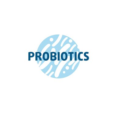 Probiyotikler logosunu görmeniz gerekir. Tedavi amacıyla için sağlıklı beslenme madde kavramı. Basit düz stil trend modern logo grafik tasarım beyaz arka plan üzerinde izole