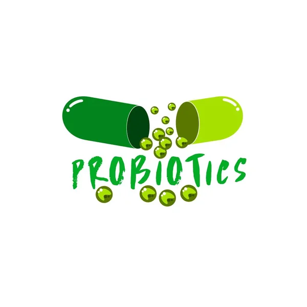 Probiotika Logo Konzept Einer Gesunden Ernährung Für Therapeutische Zwecke Einfacher — Stockvektor