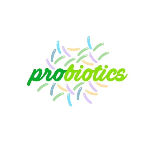 Probiotika Logo Koncept Složkou Zdravé Výživy Pro Léčebné Účely Jednoduchý — Stockový vektor