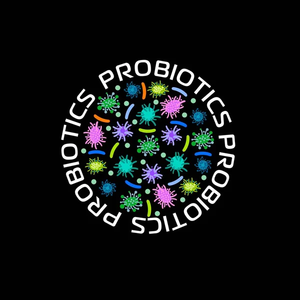 Probiotika Logotypen Begreppet Hälsosam Kost Ingrediens För Terapeutiska Ändamål Enkel — Stock vektor