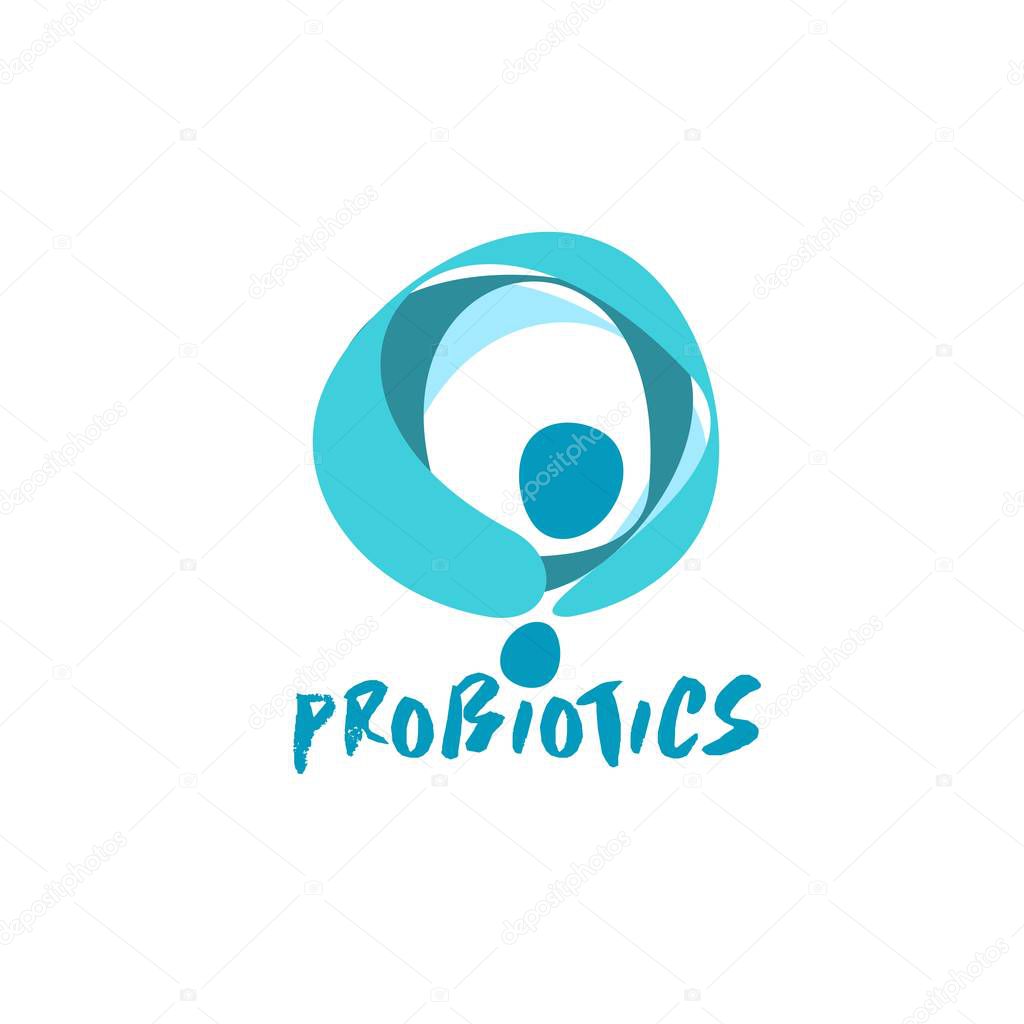 Probiotics logo. Concept of healthy nutrition ingredient for therapeutic purposes. simple flat style trend modern logotype graphic design isolated on white background