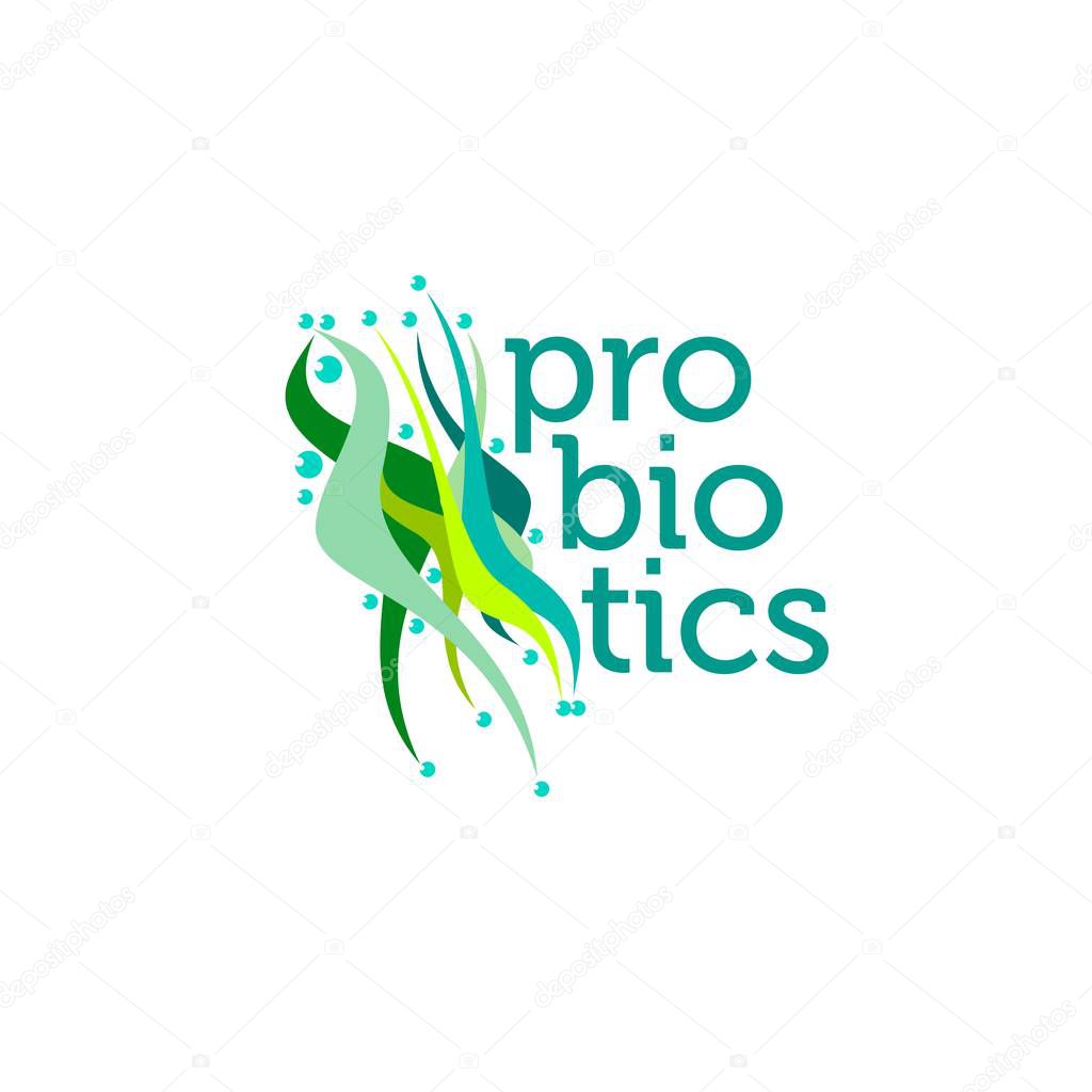 Probiotics logo. Concept of healthy nutrition ingredient for therapeutic purposes. simple flat style trend modern logotype graphic design isolated on white background