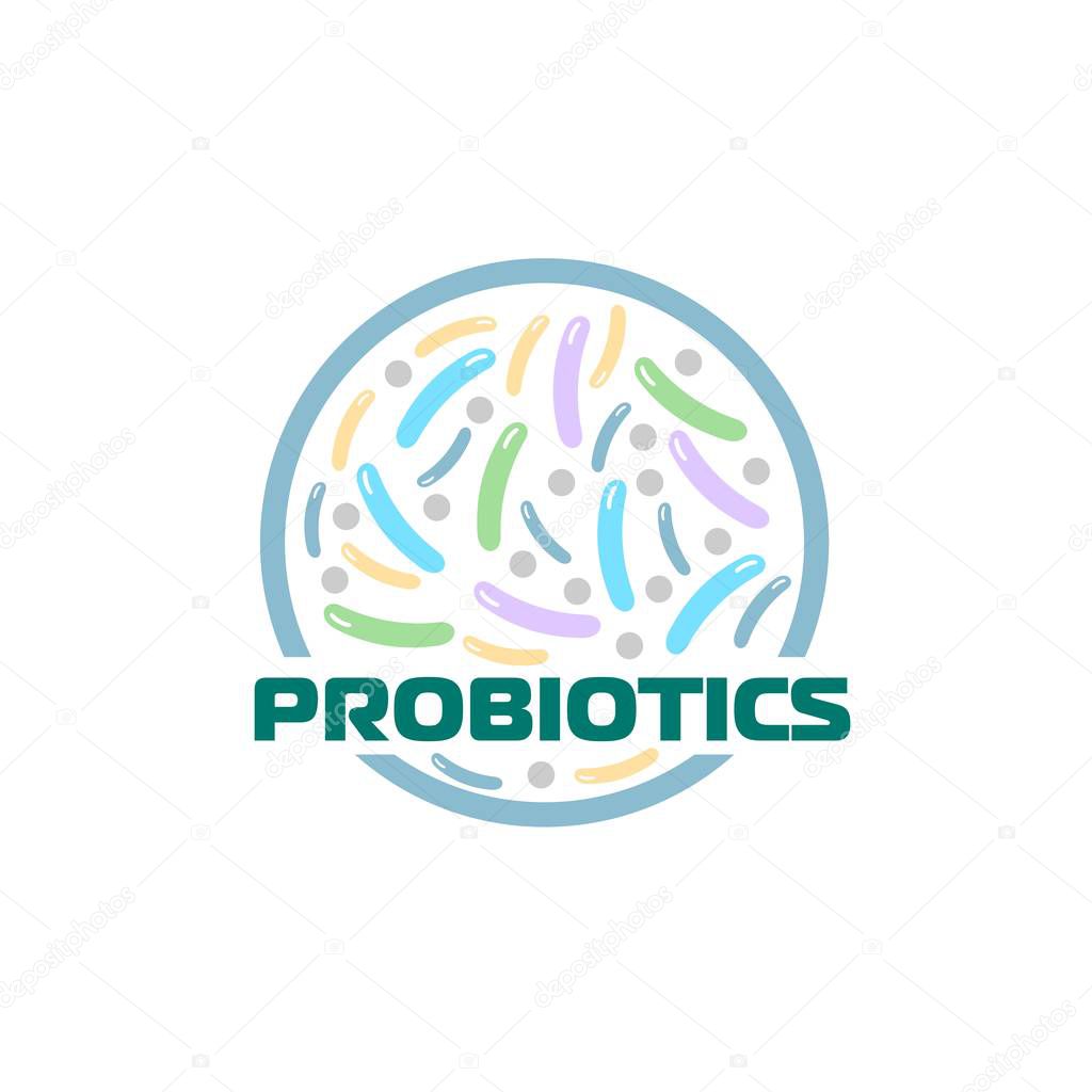 Probiotics logo. Concept of healthy nutrition ingredient for therapeutic purposes. simple flat style trend modern logotype graphic design isolated on white background