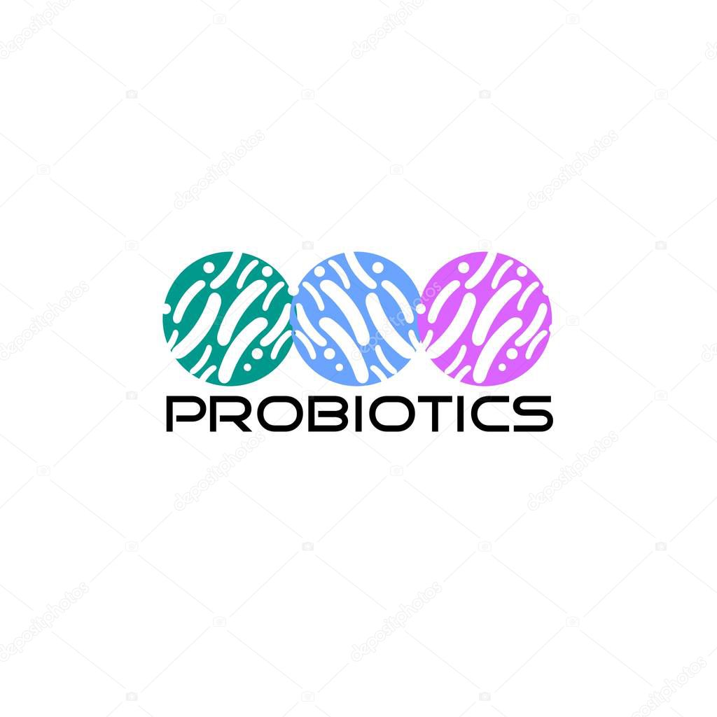 Probiotics logo. Concept of healthy nutrition ingredient for therapeutic purposes. simple flat style trend modern logotype graphic design isolated on white background