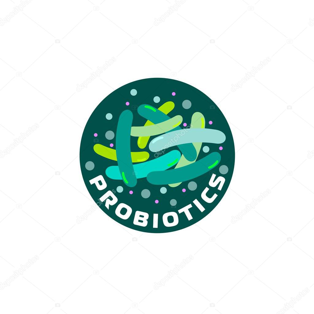Probiotics logo. Concept of healthy nutrition ingredient for therapeutic purposes. simple flat style trend modern logotype graphic design isolated on white background