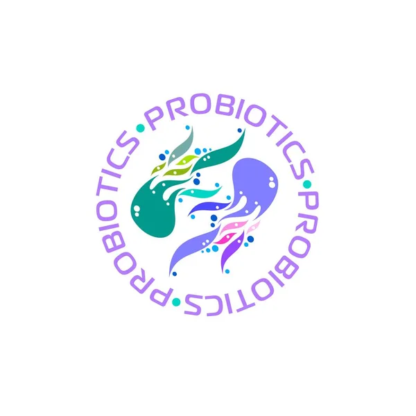 Probiotika Logo Koncept Složkou Zdravé Výživy Pro Léčebné Účely Jednoduchý — Stockový vektor