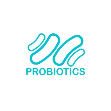 Probiyotikler logosunu görmeniz gerekir. Tedavi amacıyla için sağlıklı beslenme madde kavramı. Basit düz stil trend modern logo grafik tasarım izole