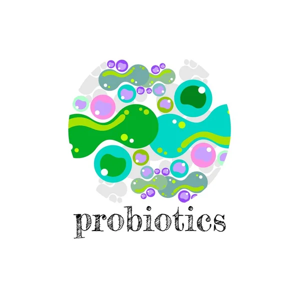 Probiotics Logo Concept Healthy Nutrition Ingredient Therapeutic Purposes Simple Flat — Stock Vector