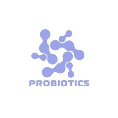 Probiyotikler logosunu görmeniz gerekir. Tedavi amacıyla için sağlıklı beslenme madde kavramı. Basit düz stil trend modern logo grafik tasarım izole 