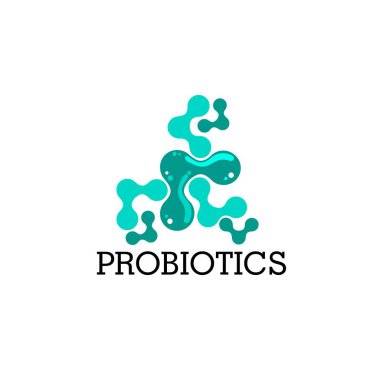 Probiyotikler logosunu görmeniz gerekir. Tedavi amacıyla için sağlıklı beslenme madde kavramı. Basit düz stil trend modern logo grafik tasarım izole 