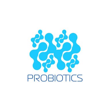 Probiyotikler logosunu görmeniz gerekir. Tedavi amacıyla için sağlıklı beslenme madde kavramı. Basit düz stil trend modern logo grafik tasarım izole 