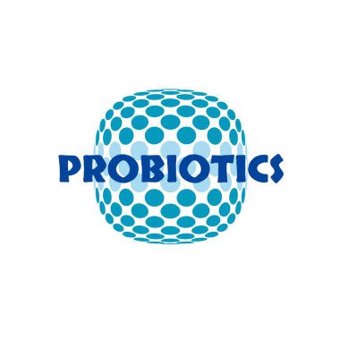 Probiyotikler logosunu görmeniz gerekir. Bakteri logosunu görmeniz gerekir. Tedavi amacıyla için sağlıklı beslenme madde kavramı. Basit düz stil trend modern logo grafik tasarım izole