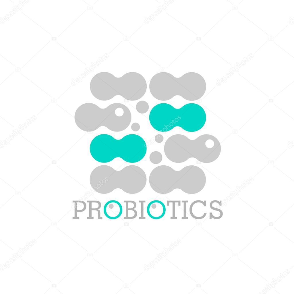 Probiotics logo. Bacteria logo. Concept of healthy nutrition ingredient for therapeutic purposes. Simple flat style trend modern logotype graphic design isolated