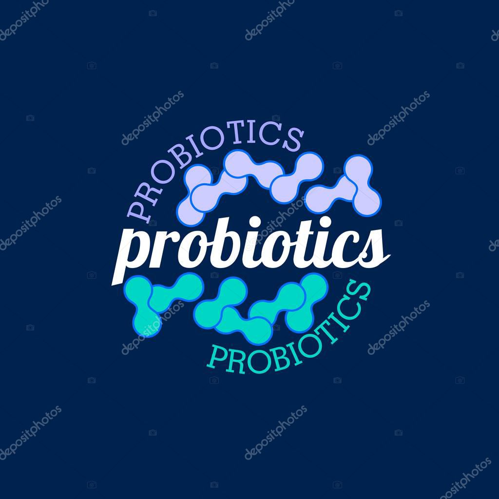 Probiotics logo. Bacteria logo. Concept of healthy nutrition ingredient for therapeutic purposes. Simple flat style trend modern logotype graphic design isolated