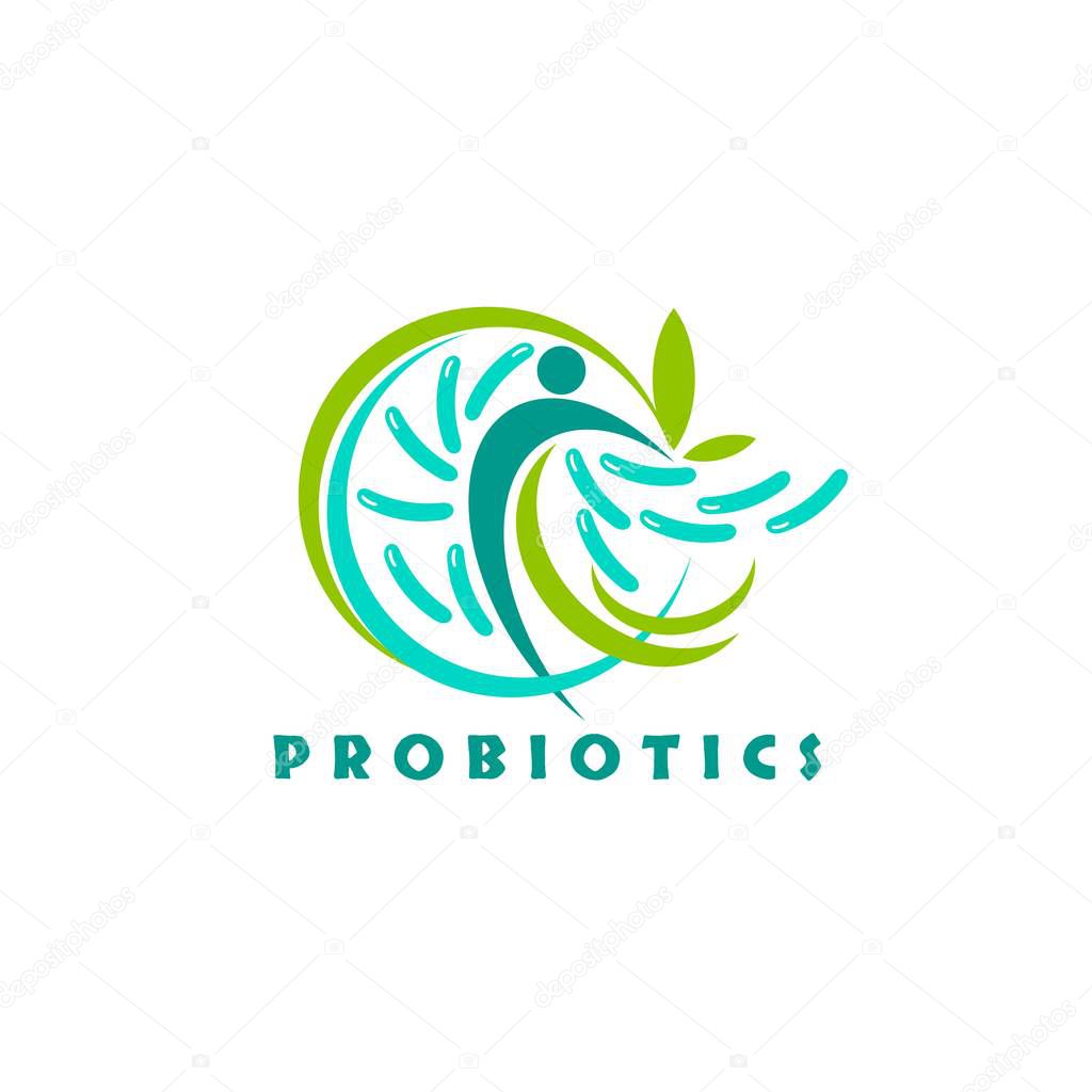 Probiotics logo. Bacteria logo. Concept of healthy nutrition ingredient for therapeutic purposes. Simple flat style trend modern logotype graphic design isolated