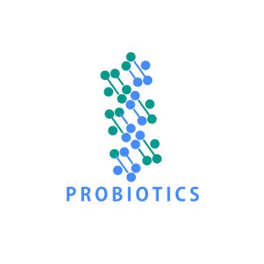 Probiyotikler logosunu görmeniz gerekir. Bakteri logosunu görmeniz gerekir. Tedavi amacıyla için sağlıklı beslenme madde kavramı. Basit düz stil trend modern logo grafik tasarım izole