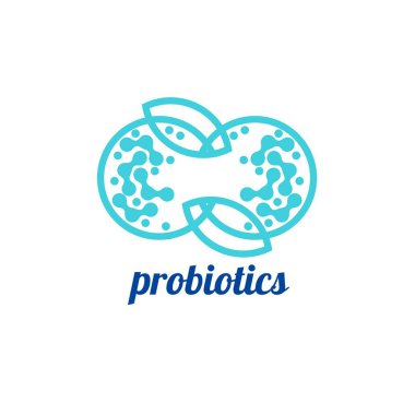 Probiotics logo. Bacteria logo. Concept of healthy nutrition ingredient for therapeutic purposes. Simple flat style trend modern logotype graphic design isolated clipart