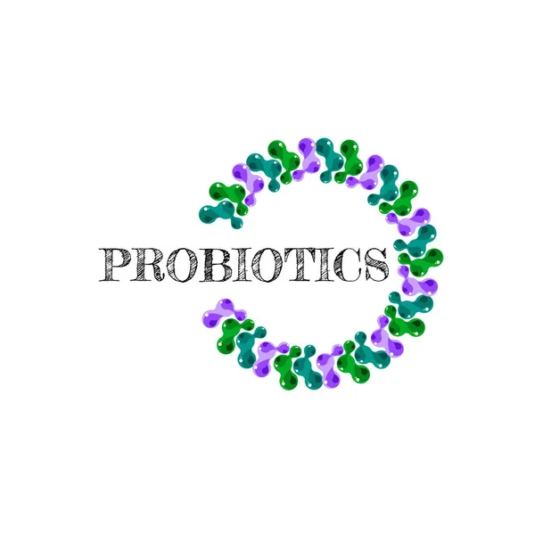 Logotipo Probióticos Logotipo Bactéria Conceito Ingrediente Nutricional Saudável Para Fins —  Vetores de Stock