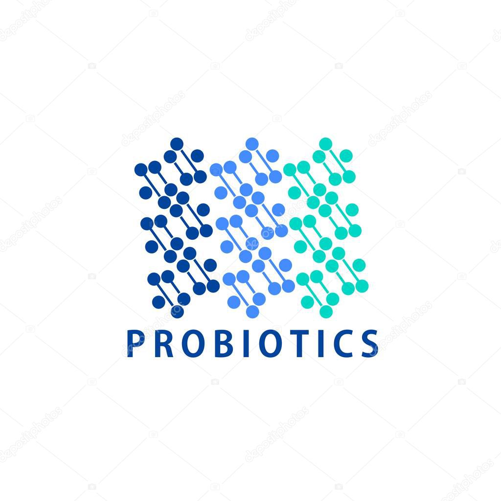Probiotics logo. Bacteria logo. Concept of healthy nutrition ingredient for therapeutic purposes. Simple flat style trend modern logotype graphic design isolated