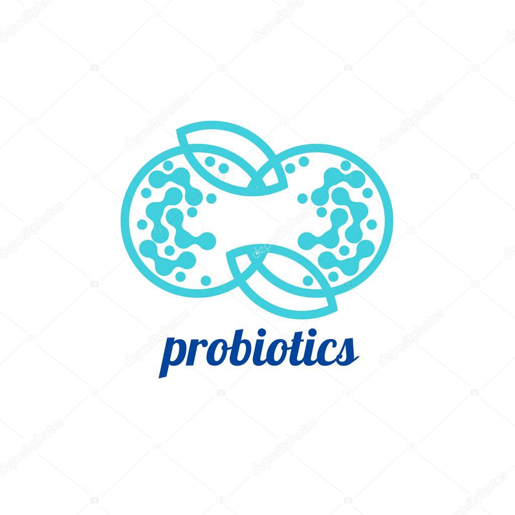 Probiotics logo. Bacteria logo. Concept of healthy nutrition ingredient for therapeutic purposes. Simple flat style trend modern logotype graphic design isolated