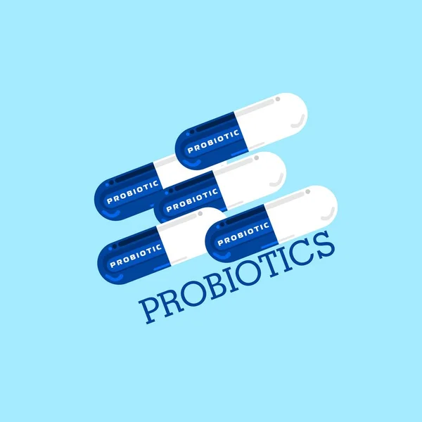 Probiotics 로고입니다 박테리아 로고입니다 목적을 성분의 개념입니다 간단한 스타일 트렌드 — 스톡 벡터