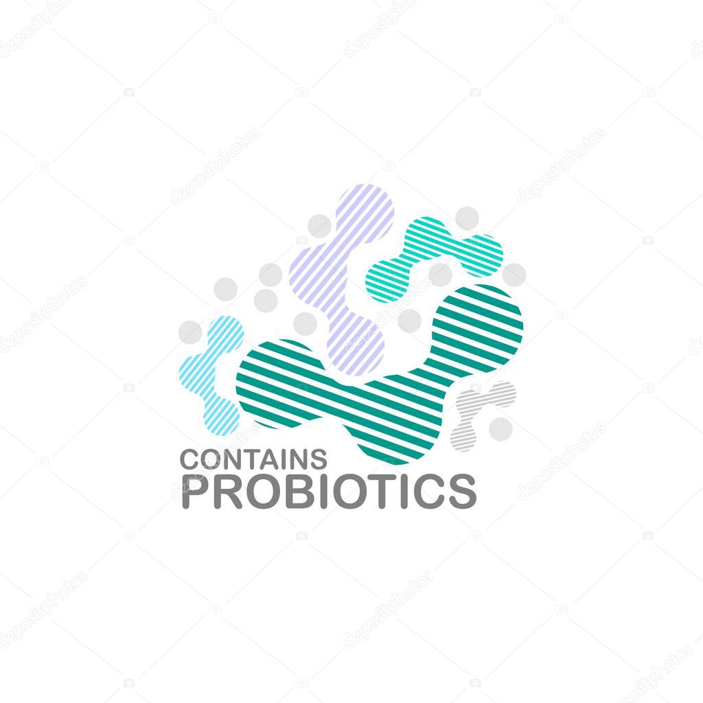 Probiotics logo. Bacteria logo. Concept of healthy nutrition ingredient for therapeutic purposes. Simple flat style trend modern logotype graphic design isolated