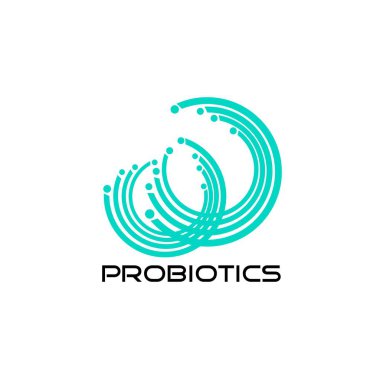 Probiyotikler logosunu görmeniz gerekir. Bakteri logosunu görmeniz gerekir. Tedavi amacıyla için sağlıklı beslenme madde kavramı. Basit düz stil trend modern logo grafik tasarım izole
