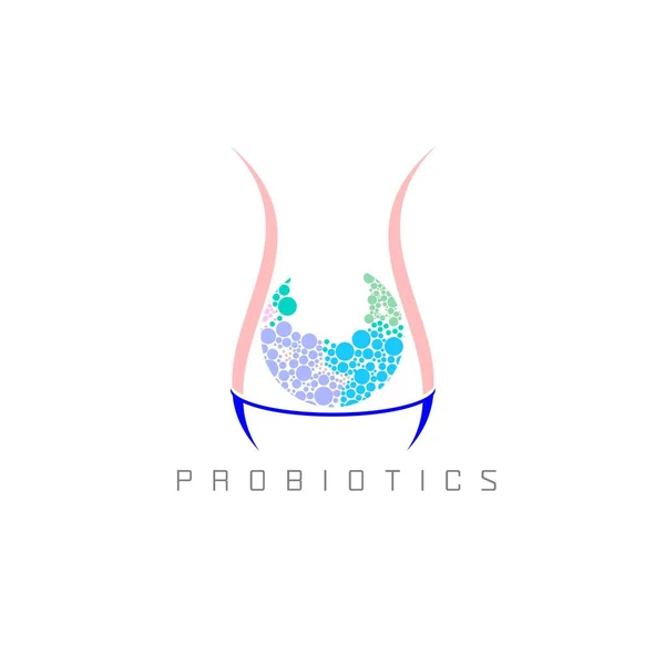 Logo Des Probiotiques Logo Des Bactéries Concept Ingrédient Nutritionnel Sain — Image vectorielle
