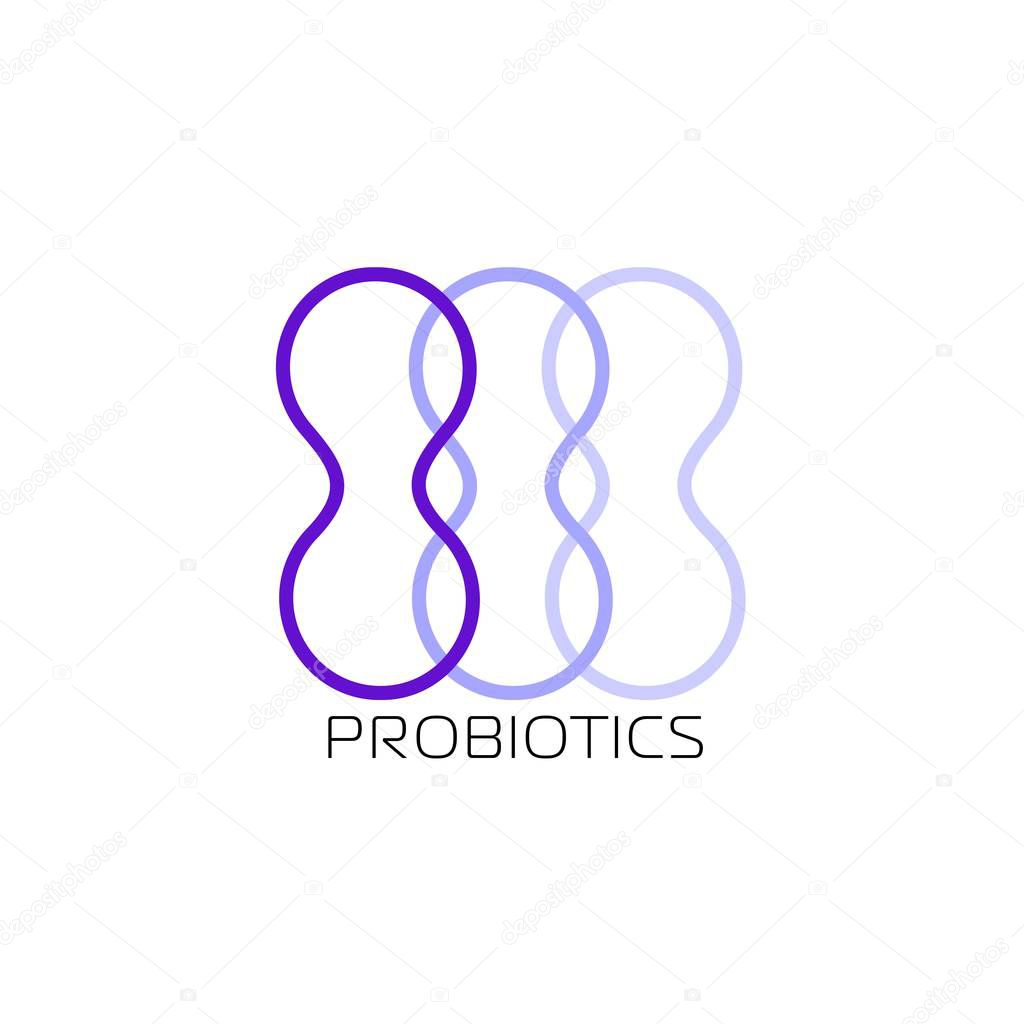 Probiotics logo. Bacteria logo. Concept of healthy nutrition ingredient for therapeutic purposes. Simple flat style trend modern logotype graphic design isolated