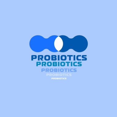 Probiyotikler logosunu görmeniz gerekir. Bakteri logosunu görmeniz gerekir. Tedavi amacıyla için sağlıklı beslenme madde kavramı. Basit düz stil trend modern logo grafik tasarım izole