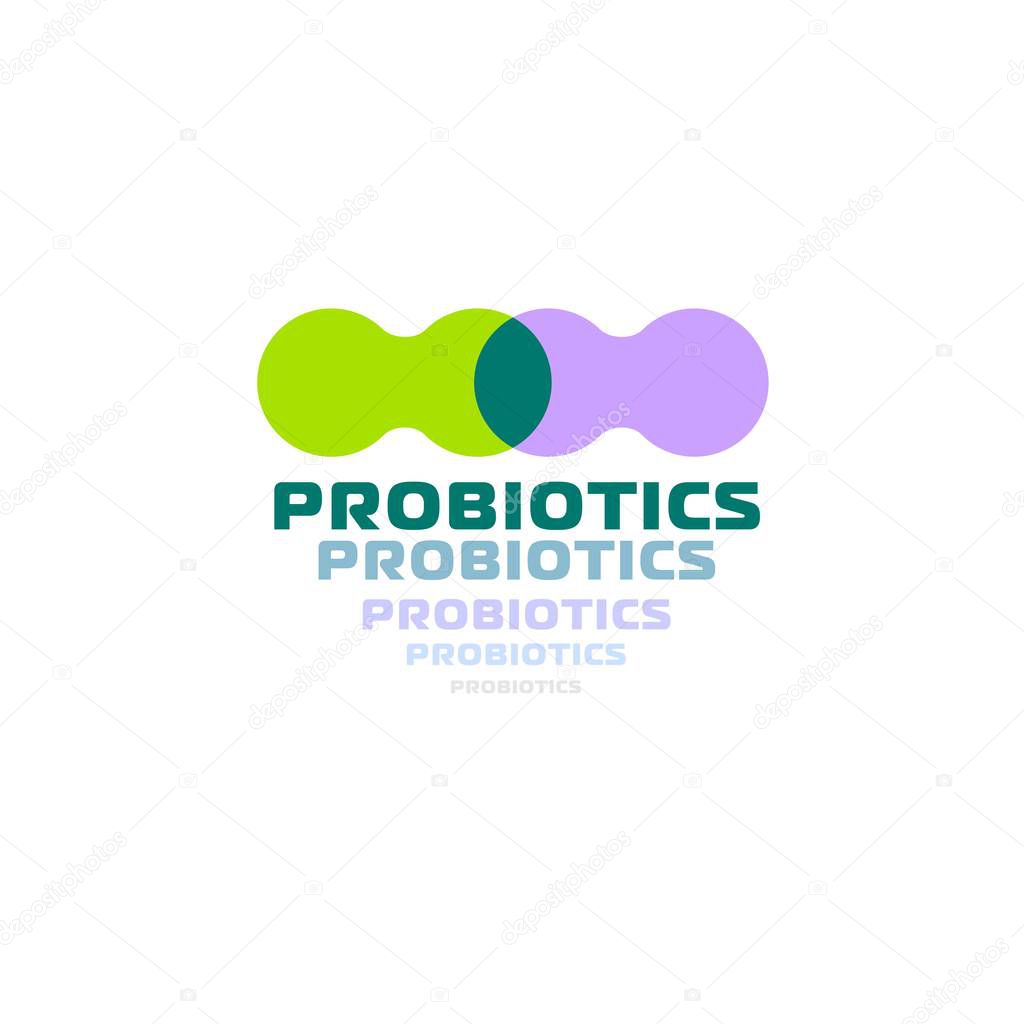 Probiotics logo. Bacteria logo. Concept of healthy nutrition ingredient for therapeutic purposes. Simple flat style trend modern logotype graphic design isolated