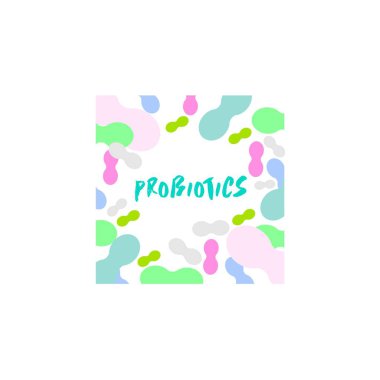 Probiyotikler logosunu görmeniz gerekir. Bakteri logosunu görmeniz gerekir. Tedavi amacıyla için sağlıklı beslenme madde kavramı. Basit düz stil trend modern logo grafik tasarım izole