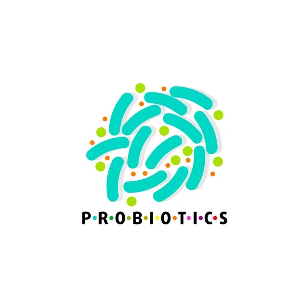 Logo Des Probiotiques Logo Des Bactéries Concept Ingrédient Nutritionnel Sain — Image vectorielle