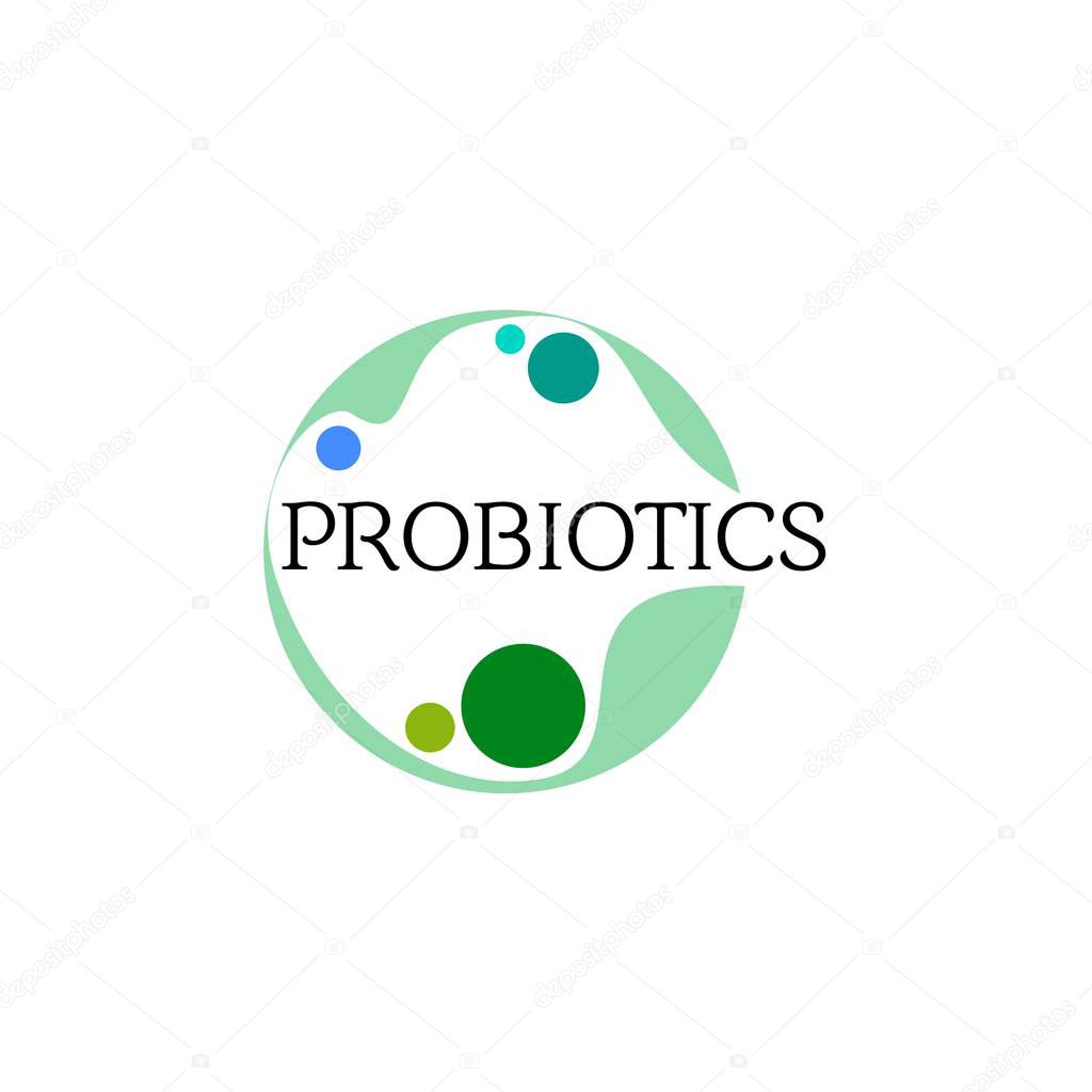 Probiotics logo. Bacteria logo. Concept of healthy nutrition ingredient for therapeutic purposes. Simple flat style trend modern logotype graphic design isolated