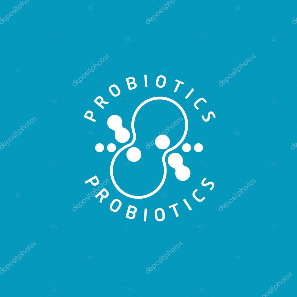 Probiotics logo. Bacteria logo. Concept of healthy nutrition ingredient for therapeutic purposes. Simple flat style trend modern logotype graphic design isolated