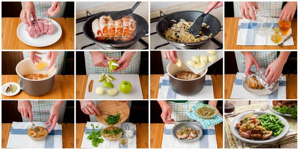 Yavaş Pişmiş Domuz Yapımı Adım Kolaj Bir Adım