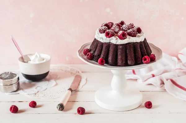 초콜릿 라즈베리 케이크 — 스톡 사진