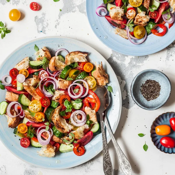 Panzanella, italiensk bröd sallad — Stockfoto