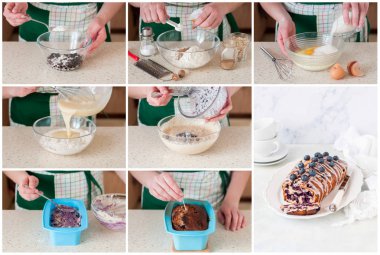 Blueberry Somun Kek Yapma Adım Kolaj Bir Adım