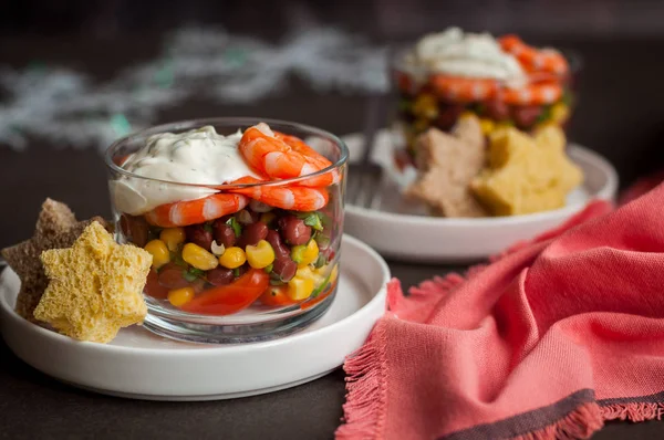 Ensalada Mexicana de Gambas con Aderezo de Mayonesa — Foto de Stock