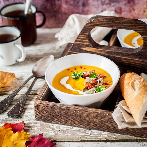 Roasted Pumpkin Cream Soup — Stock Photo, Image