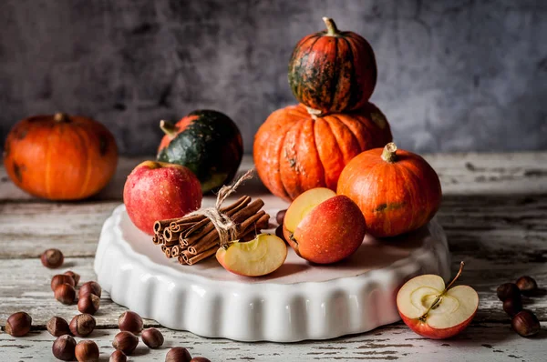 Pumpkin i jabłko ciasto składniki — Zdjęcie stockowe