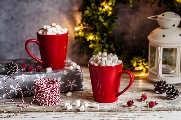 Christmas Hot Chocolate with Marshmallows — Stock Photo, Image